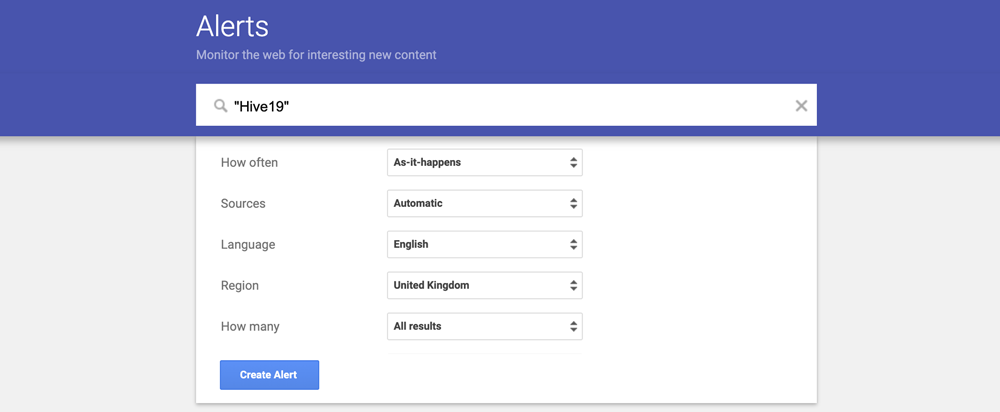 Google Alerts example screenshot