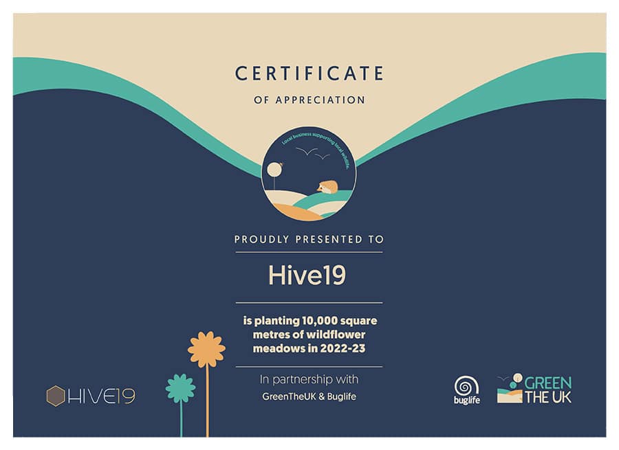 Green the UK and Hive19 Certificate