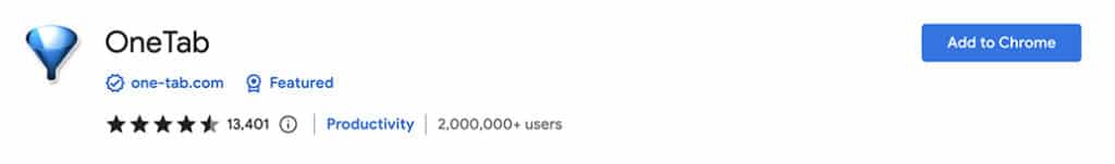 OneTab Chrome Extension