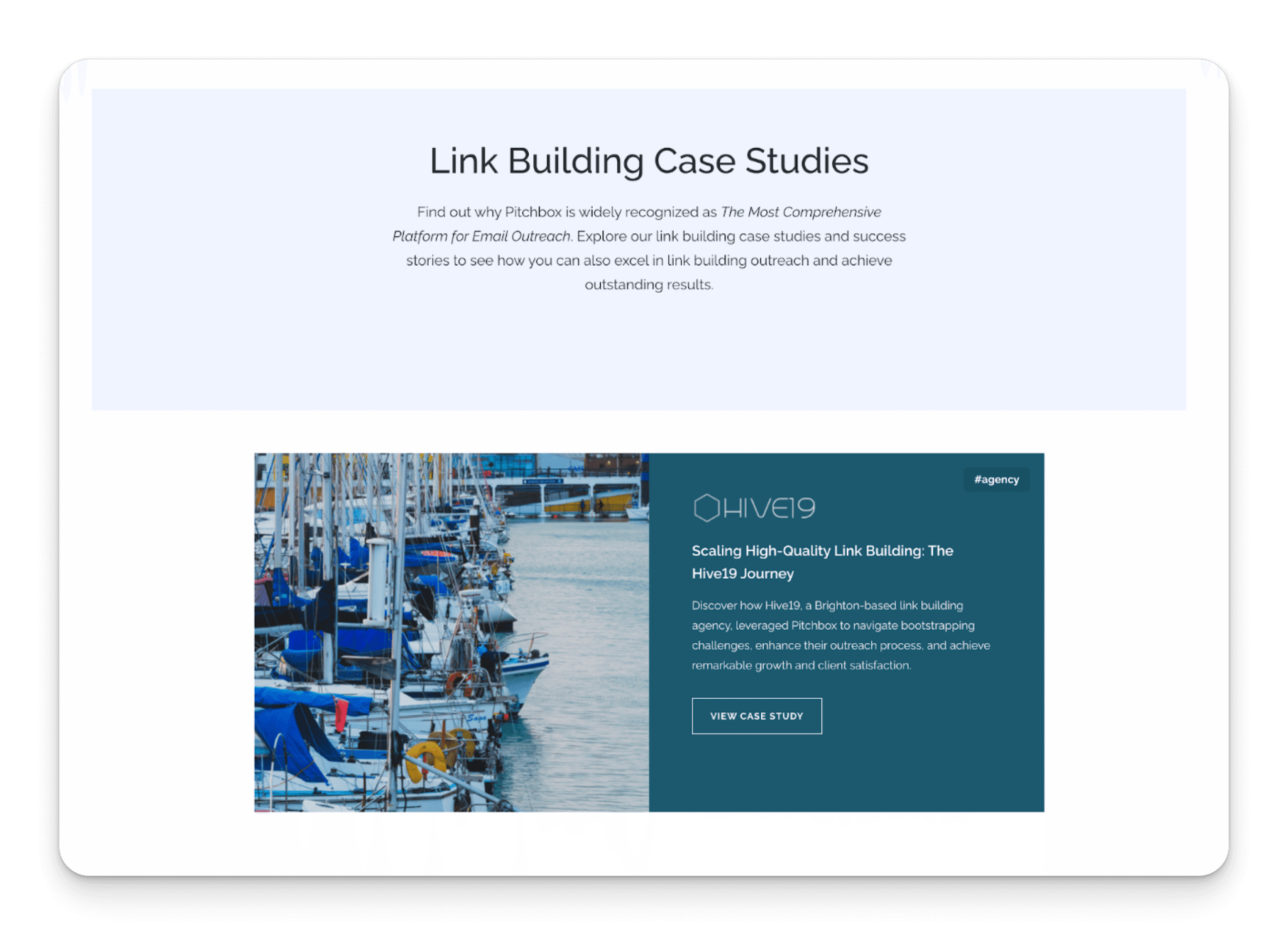 Hive19 Pitchbox case study for link building
